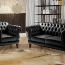 Ver imagem 1 de Sofá 2 e 1 Lugares Duquesa Decoração Sala Recepção Retrô Preto
