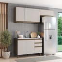 Ver imagem 1 de Cozinha Compacta Modulada 3 Peças 100% MDF com Aéreo 3 Portas Connect Marrom/Duna/Cristal