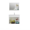 Ver imagem 4 de Kit com 2 Gabinetes Suspensos com Cuba e Espelheira Isa Marrom/Amêndoa/Branco
