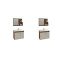 Ver imagem 1 de Kit com 2 Gabinetes Suspensos com Cuba e Espelheira Isa Marrom/Amêndoa/Off White