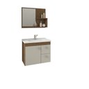 Ver imagem 4 de Kit com 2 Gabinetes Suspensos com Cuba e Espelheira Isa Marrom/Amêndoa/Off White