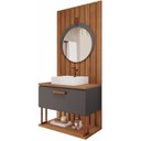 Ver imagem 6 de Kit com 2 Gabinetes Suspensos com Cuba 60cm Mari Espresso Móveis Marrom/Titanium