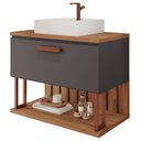 Ver mais imagens de Kit com 2 Gabinetes Suspensos com Cuba 60cm Mari Espresso Móveis Marrom/Titanium