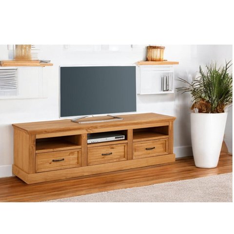 Rack para TV até 60 Polegadas Rústico 3 Gavetas Madeira Maciça 170cm England Marrom