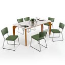 Ver imagem 1 de Mesa De Jantar Capri 160cm Off White Nature Com 6 Cadeiras Allana B05 Facto Verde Musgo - Lyam
