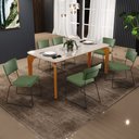 Ver imagem 2 de Mesa De Jantar Capri 160cm Off White Nature Com 6 Cadeiras Allana B05 Facto Verde Musgo - Lyam