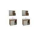 Ver imagem 1 de Kit com 2 Gabinetes Suspensos com Cuba e Espelheira Bia Marrom/Amêndoa/Off White