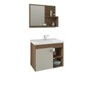 Ver imagem 5 de Kit com 2 Gabinetes Suspensos com Cuba e Espelheira Bia Marrom/Amêndoa/Off White