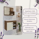 Ver imagem 3 de Kit com 2 Gabinetes Suspensos com Cuba e Espelheira Bia Marrom/Amêndoa/Off White