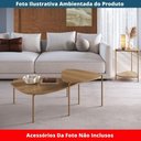 Ver imagem 4 de Mesa de Centro Orgânica Artesano 59 Cm (largura) em Mdp Hanover (mel) e Pés em Aço Dourado