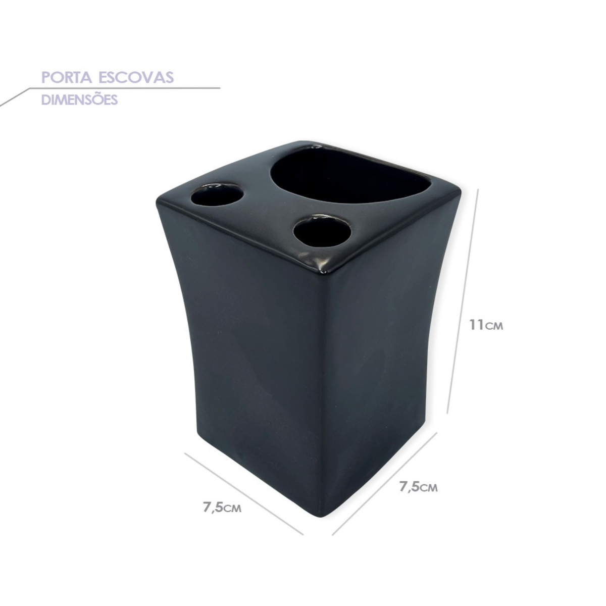 Kit Completo de Acessórios para Banheiro Lavabo Porcelana:preto - 4