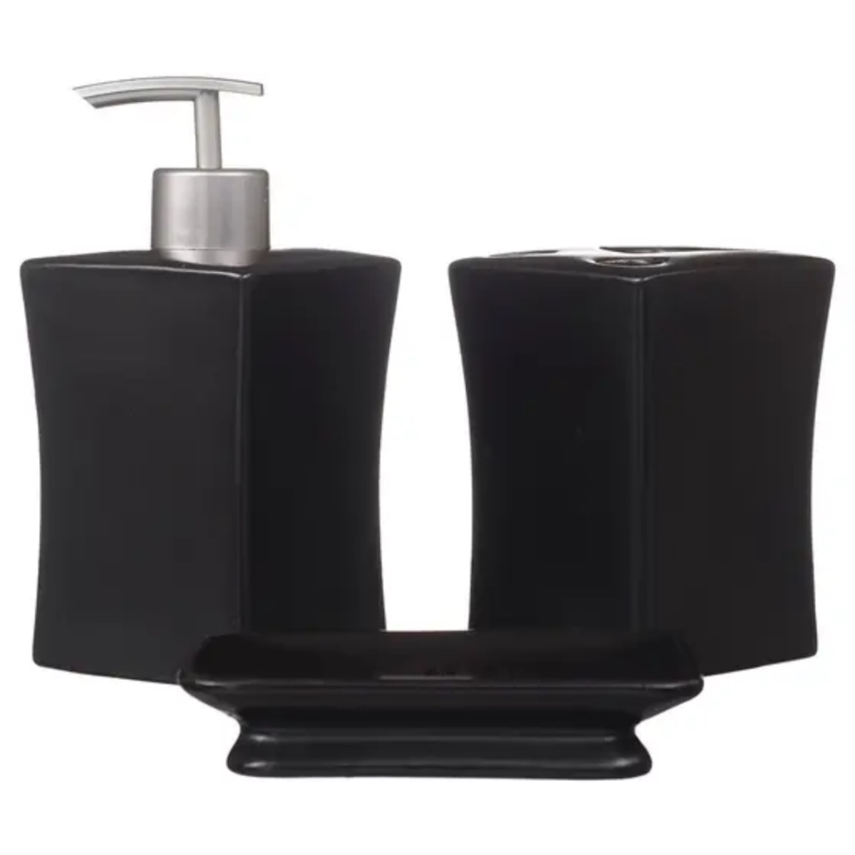 Kit Completo de Acessórios para Banheiro Lavabo Porcelana:preto - 8