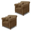 Ver imagem 1 de Kit 2 Poltronas Decorativas com 2 Almofadas Armstrong Suede Caramelo - Gran Belo