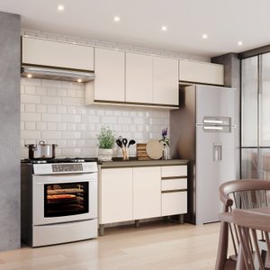 Cozinha Compacta 4 Peças com Duplo Aéreo Basculante 100% Mdf