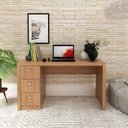 Ver imagem 3 de Kit para Escritório com Armário e Mesa 2 Portas 3 Gavetas MDP Amêndoa Tecno Mobili