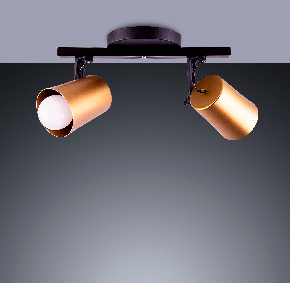 Luminária de Teto Spot Trilho Direcionável Fokus 2 Lâmpadas E27 Moderno Bivolt Dourado - 6