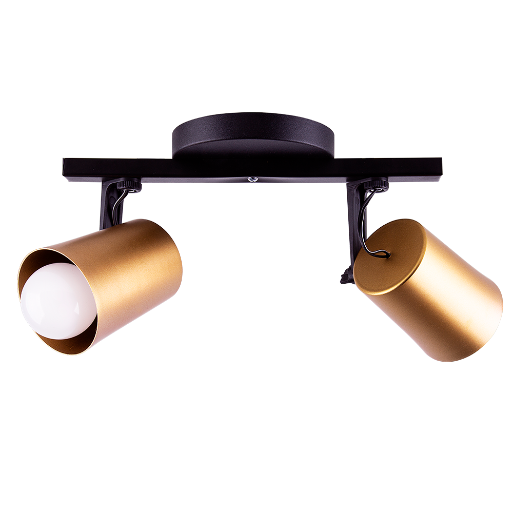 Luminária de Teto Spot Trilho Direcionável Fokus 2 Lâmpadas E27 Moderno Bivolt Dourado