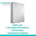 Ver imagem 5 de Berço Nacional Doce Sonho 3540 com Guarda Roupa Duda 4 Portas Branco Brilho – Phoenix Baby
