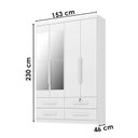 Ver imagem 3 de Guarda Roupa Solteiro Maximus Plus 4 Portas Branco com Espelho – Zanzini