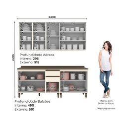 Cozinha Compacta 4 Peças com Aéreo de Vidro Reflecta 100% Mdf - 2