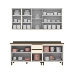 Cozinha Compacta 4 Peças com Aéreo de Vidro Reflecta 100% Mdf - 3