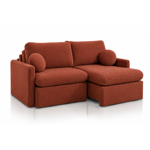 Sofá Amalfi Retrátil e Reclinável com Molas Ensacadas, Pillow 18cm e Função Cama:Boucle Terracota/