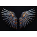 Ver imagem 2 de Assas Abstratas Azul Marinho Laranja Sala Quarto Casa Escritório