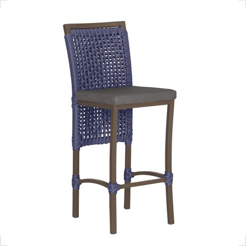 Banqueta em Alumínio Roma Marrom Corda Náutica Tecido 11