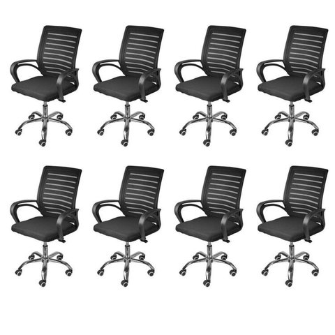 Kit 7 Cadeiras Escritório Diretor Office Tela Mesh Viena 3324 Preto
