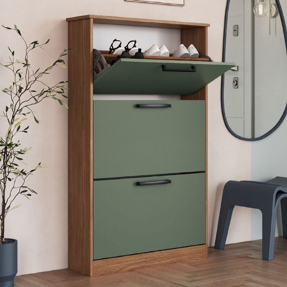 Sapateira Melissa 3 Portas Freijo/oliva - Irm Móveis | MadeiraMadeira