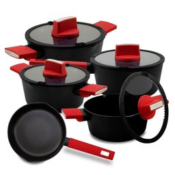 Jogo de Panelas Cerâmica Antiaderente Optimum Preto 9 Peças - 1
