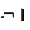 Ver imagem 2 de Conjunto 2 Peças com 1 Escrivaninha Gamer e 1 Estante para Livros 5 Prateleiras Preto Vermelho