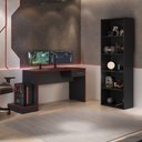 Ver imagem 1 de Conjunto 2 Peças com 1 Escrivaninha Gamer e 1 Estante para Livros 5 Prateleiras Preto Vermelho