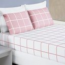 Ver imagem 1 de Jogo de Lençol Minimalista Casal Queen 3 Peças Percal 200 Fios Quadriculado - Rosa