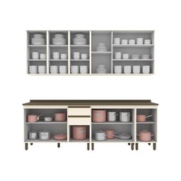 Cozinha Compacta 5 Peças com Aéreo de Vidro Reflecta 100% Mdf - 3
