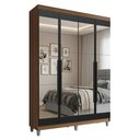Ver imagem 2 de Guarda-Roupa Solteiro com Pés 4 Portas Batentes com Espelhos Rustic/Preto/Preto Venus Madesa