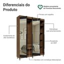 Ver imagem 4 de Guarda-Roupa Solteiro com Pés 4 Portas Batentes com Espelhos Rustic/Preto/Preto Venus Madesa