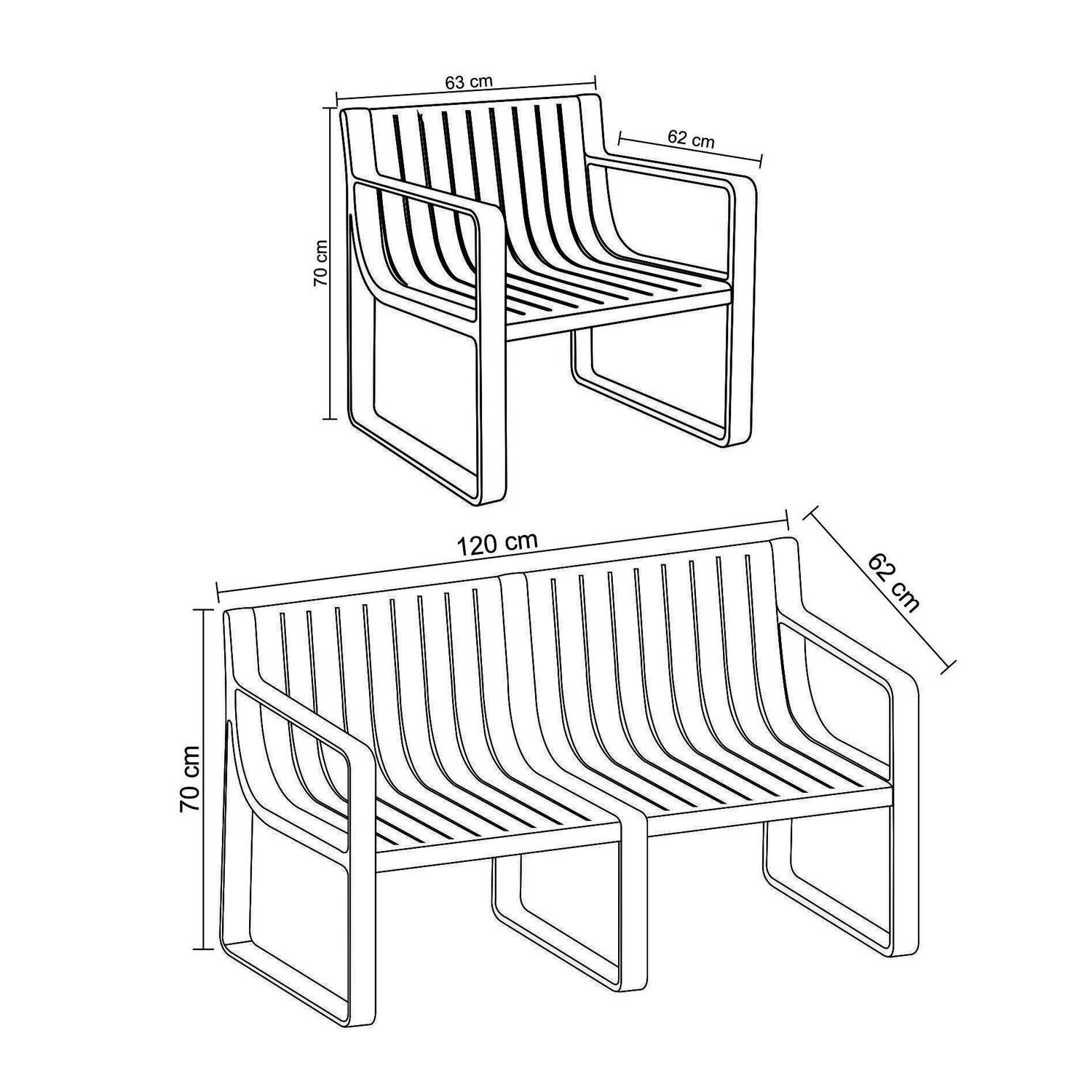 Conjunto de Móveis para Jardim 3 Peças Verte Eco - 2