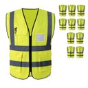 Ver imagem 5 de Colete Faixa Sinalizadora Refletivo Kit 10 Uni Segurança Trabalho Epi Blusao Fluorescente Obra Bolso