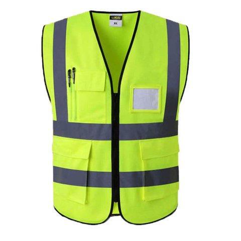 Colete Faixa Sinalizadora Refletivo Kit 10 Uni Segurança Trabalho Epi Blusao Fluorescente Obra Bolso