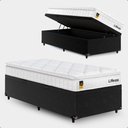 Ver imagem 1 de Cama Box Baú Solteiro Preto + Colchão Life D33 Pillow Top 61x88x188cm Branco - e-Shop Casa