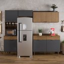 Ver imagem 1 de Cozinha Compacta Modulada 4 Peças 6 Portas 3 Gavetas Vittoria Cinza/Ipê Wood/Grafite
