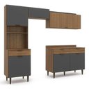 Ver imagem 2 de Cozinha Compacta Modulada 4 Peças 6 Portas 3 Gavetas Vittoria Cinza/Ipê Wood/Grafite