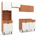 Ver imagem 2 de Cozinha Compacta Modulada 4 Peças 6 Portas 3 Gavetas Vittoria Branco/Freijó/Off White