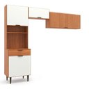 Ver imagem 7 de Cozinha Compacta Modulada 4 Peças 6 Portas 3 Gavetas Vittoria Branco/Freijó/Off White