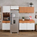 Ver imagem 1 de Cozinha Compacta Modulada 4 Peças 6 Portas 3 Gavetas Vittoria Branco/Freijó/Off White
