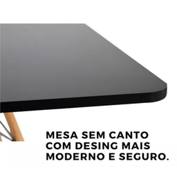 Mesa de Jantar Eiffel Quadrada 90cm Preta – Tampo Mdf Impermeável, Base em Madeira Maciça - 3