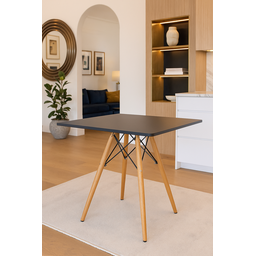 Mesa de Jantar Moderna Eiffel Eames Quadrada 90cm Preta – Tampo Mdf Base em Madeira - 1