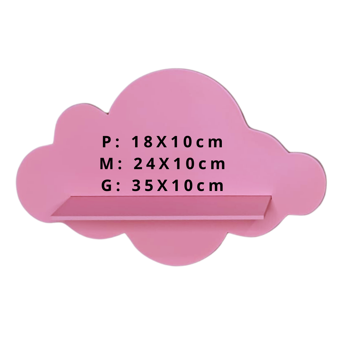 Trio de Nichos Nuvem em Mdf Prateleira Decorativa para Quarto Infantil Rosa - 3