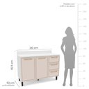 Ver imagem 2 de Balcão de Cozinha 120cm 2 Portas 3 Gavetas com Tampo Amara Branco Creme Politorno Móveis